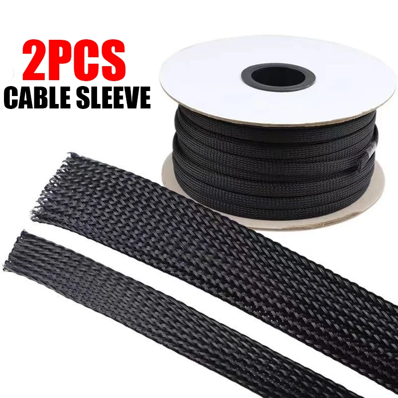 

2Pcs Nylon Cable Sleeves 1Meter Telescopic Flame-retardant Wire Cable Insulated Braided Cover Data Cable Tube Wiring Accessories