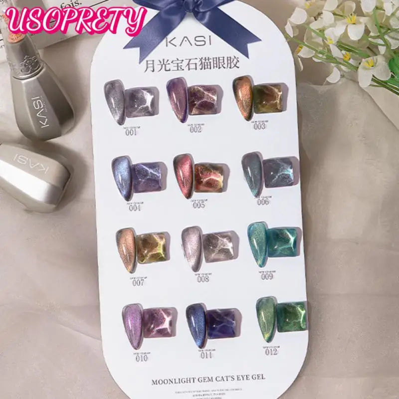 

15ml 12 Color Gel Nail Polish Mint Green Pink Cat Eye Glitter Lacquer Nail Polish Semi-permanent Soak Off Varnish Manicure