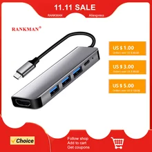 Rankman USB C Hub to 4K HDTV USB 3.0 2.0 Type C Charging Dock for MacBook iPhone 15 Samsung S20 Dex PS5 iPad TV Nintendo Switch