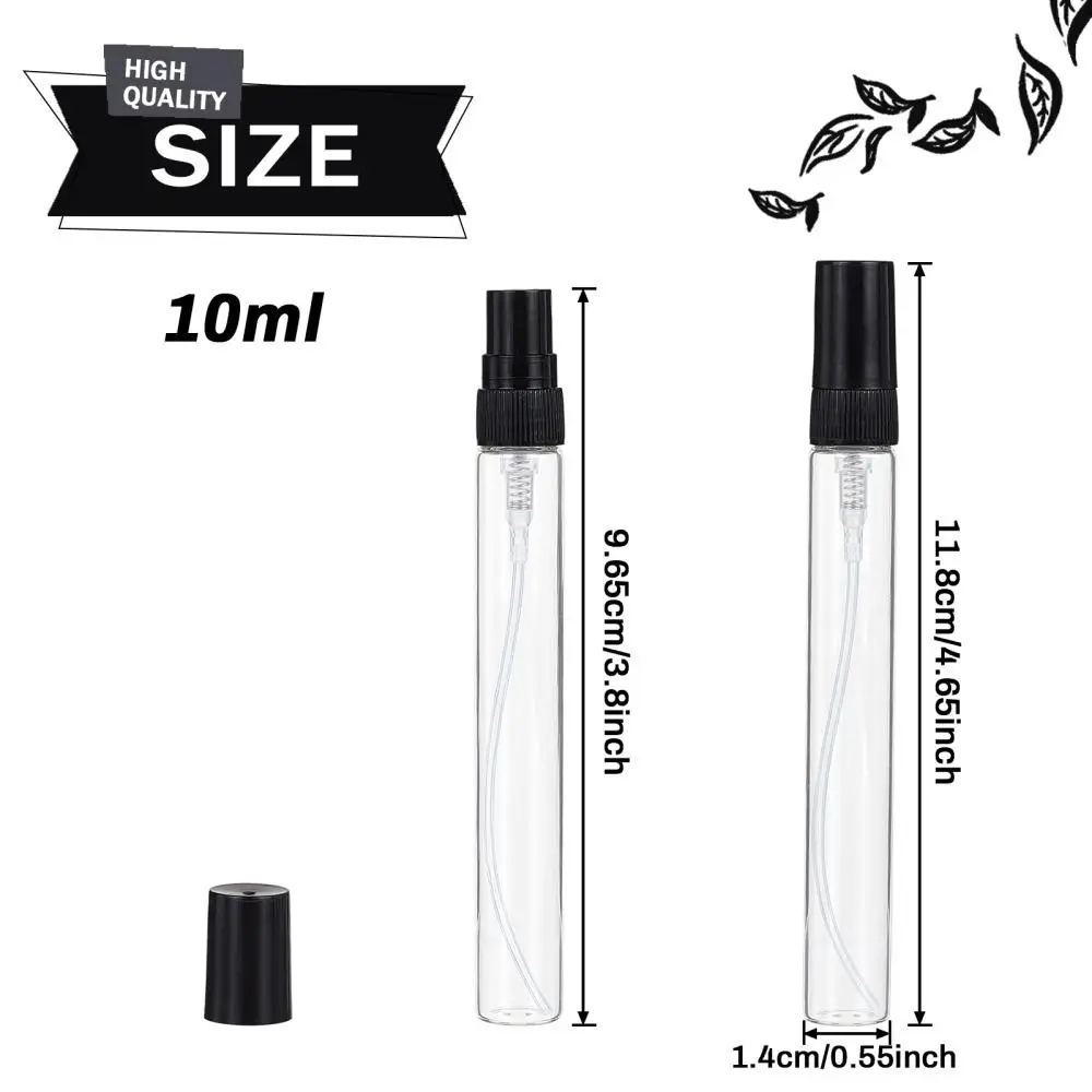 25Pcs Mini Refillable Glass Spray Bottles 10ml Clear Tube Jars for Perfume Essential Oil Storage Portable Travel Accessories