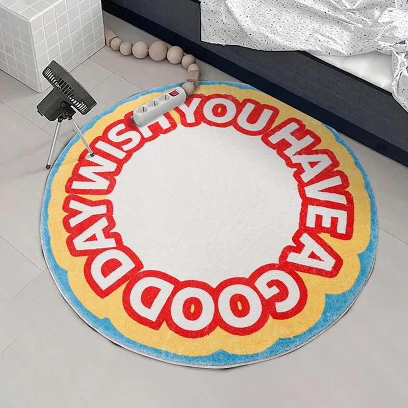 

Round Carpet Bedroom Thickened Shaggy Rug Bedside Living Room Decor Area Rugs Minimalist Design Floor Mat 침실러그 Tapete Redondo