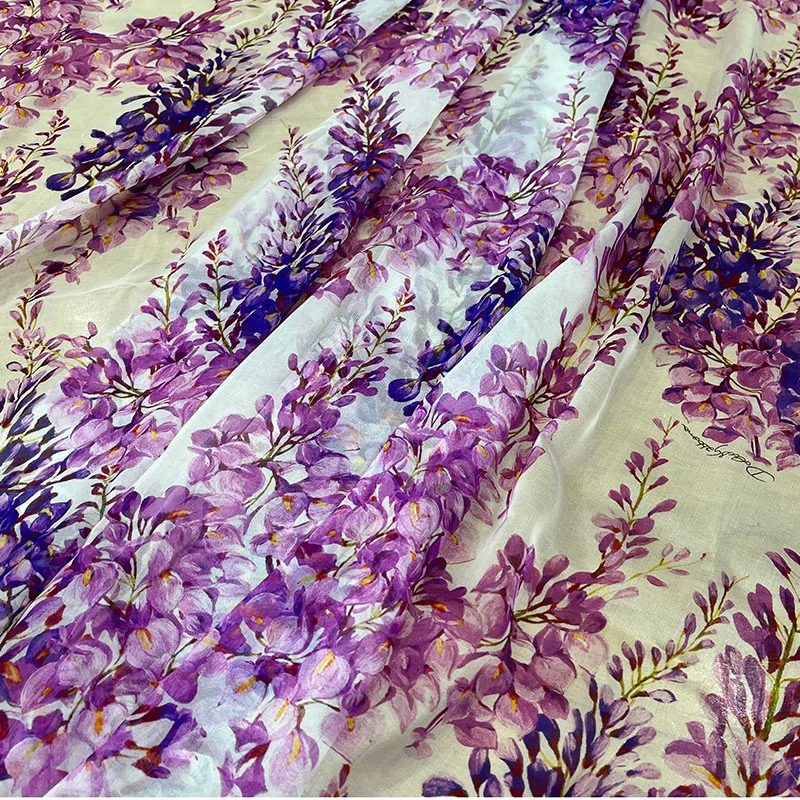 

Brand Fashion Design Thin Chiffon Fabric Natural Pure Poplin Cotton Printing Fabrics Cloth for Dress by the Yard Diy Sewing