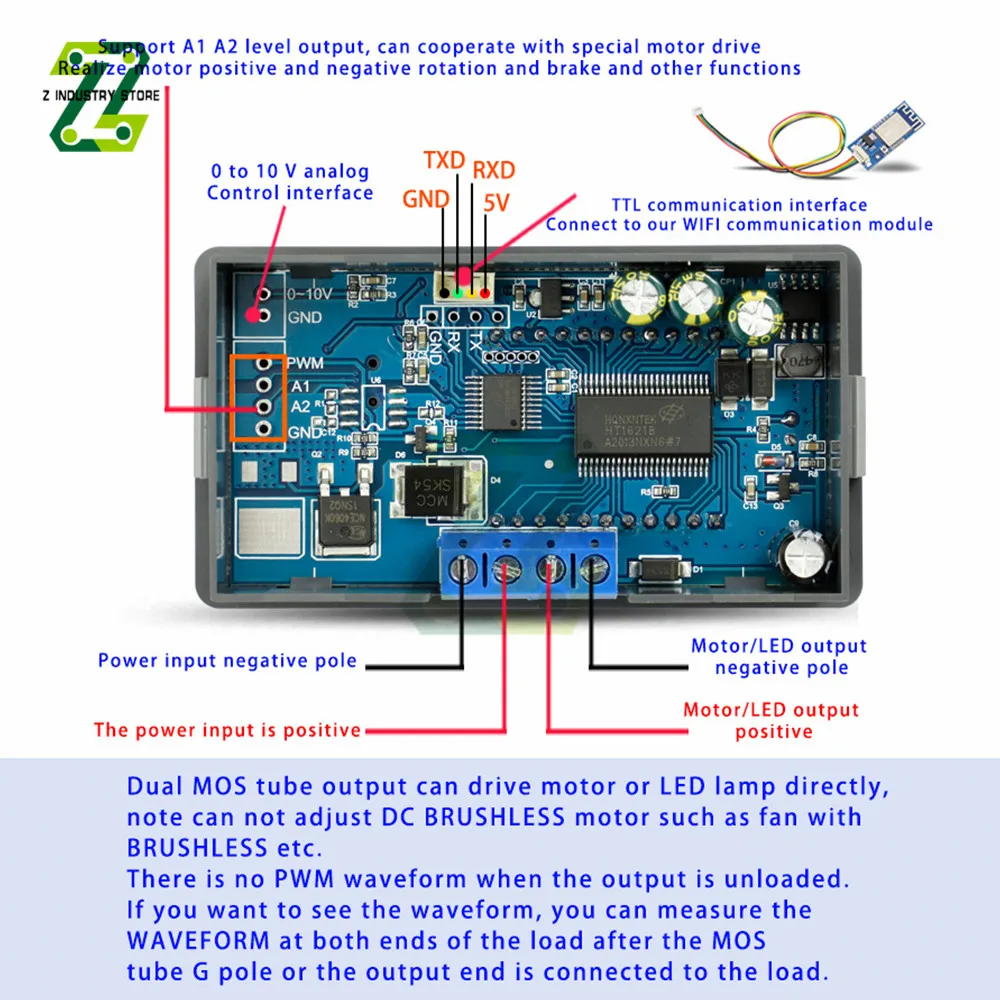 MP05 PWM DC 6-30V 12V 24V регулятор скорости двигателя 5A 150W регулируемый светодиодный