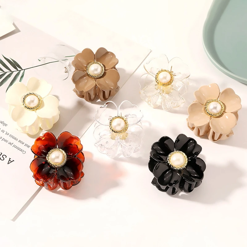 

Pearl Flower Shape Hair Clips for Women Girls Hair Claw Chic Barrettes Claw Crab Hairpins Styling Bohemia Hair Accessories Gift