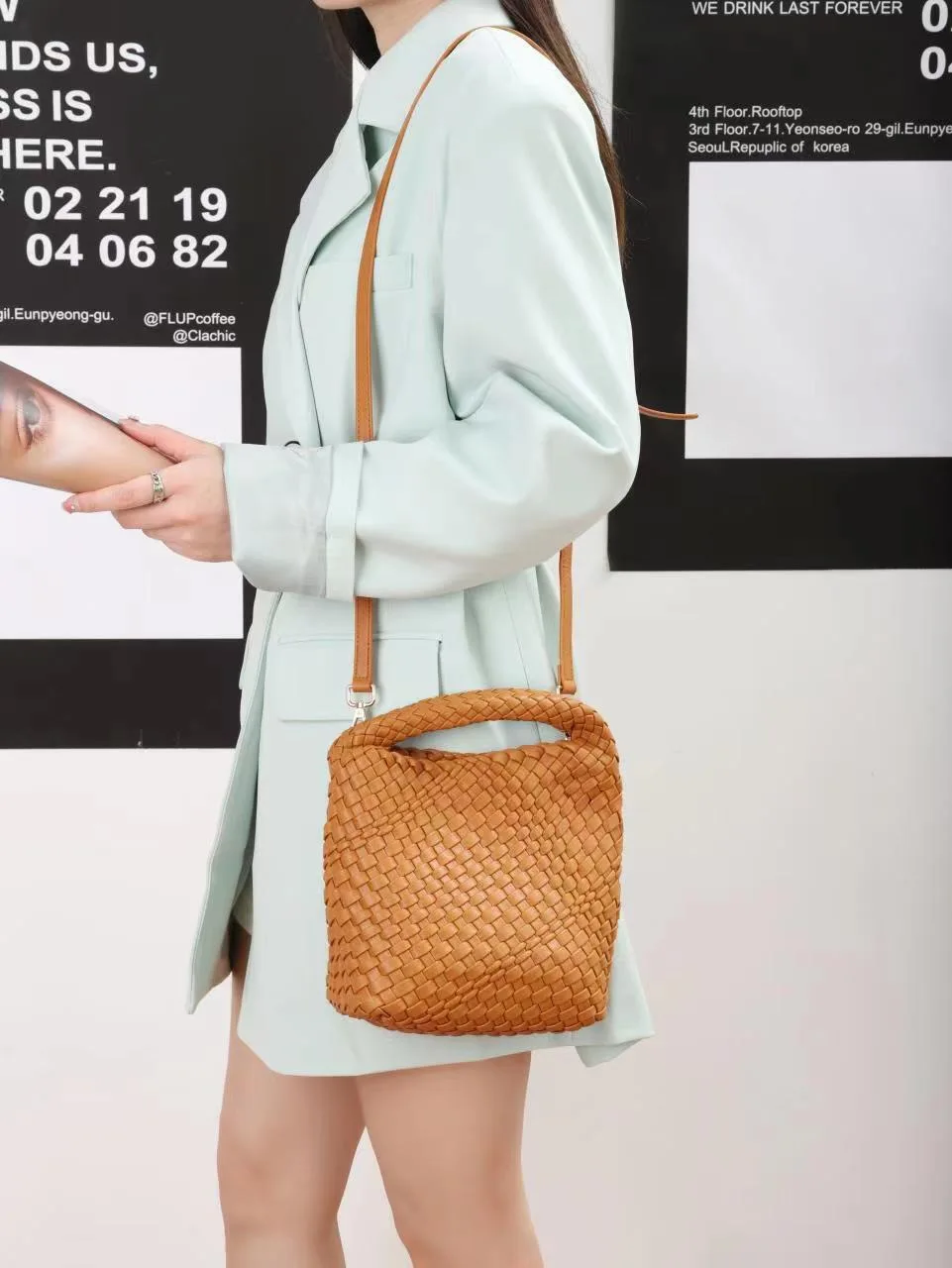 Rejolly Women Vegan Leather Hand-Woven Tote Handbag Fashion Shoulder Top-handle Bag All-Match Underarm Bag with Purse