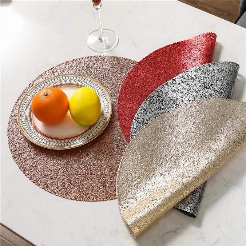 

Personalized Christmas Color PVC Gilding Heat Insulation Western-Style Placemat Hotel Restaurant Heat Insulation Non-Slip Mat