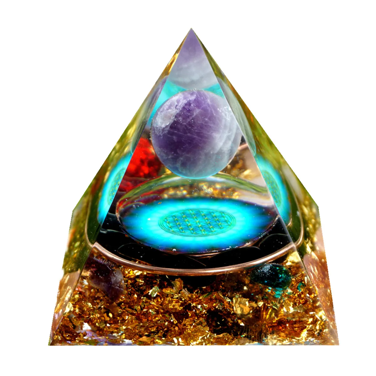 

Аметистовый кристалл сфера ОРГОН Пирамида с обсидианом красный розовый синий Кварц Медь энергетическое Исцеление оргонит коллекция