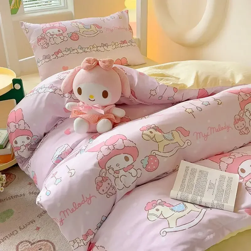 Hello Kitty Kuromi Cinnamoroll студенческое общежитие милый хлопковый комплект из четырех