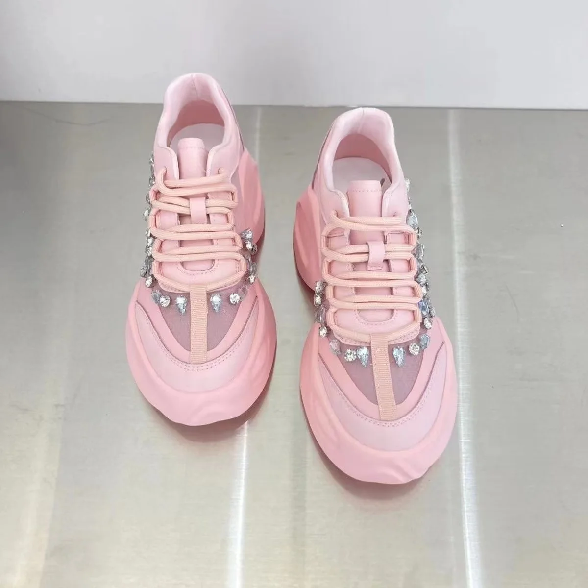 Spring Summer Sports Shoes Breathable mesh thick sole dad shoes  Luxury quality leather brick and stone casual shoes