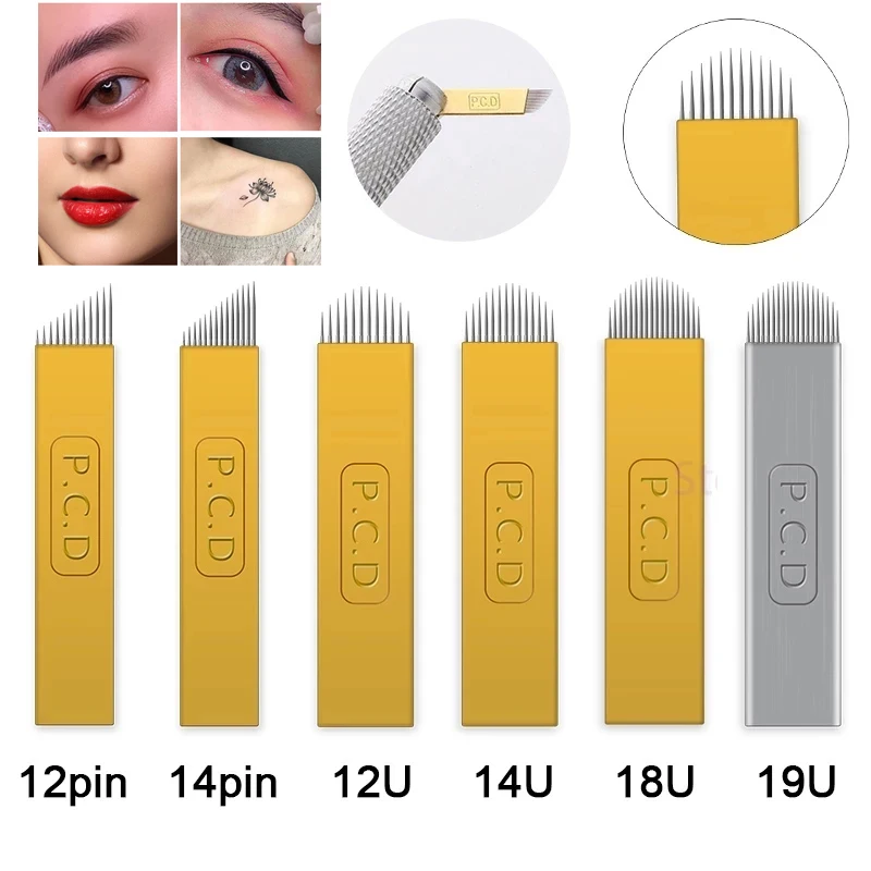 

100pcs Hard Pcd Permanent Microblading Needles Blade 12 14 Flex U Shape Manual Eyeliner Eyebrow Lip Tattoo Pen Nano Needles