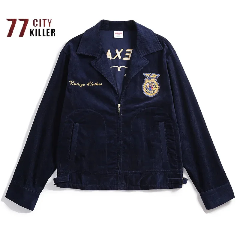 

2022 New Men's Retro Work Jacket Fashion Casual Embroidered Corduroy Coat Men's Outdoor Military Tactical Bomber Pilot Jacket