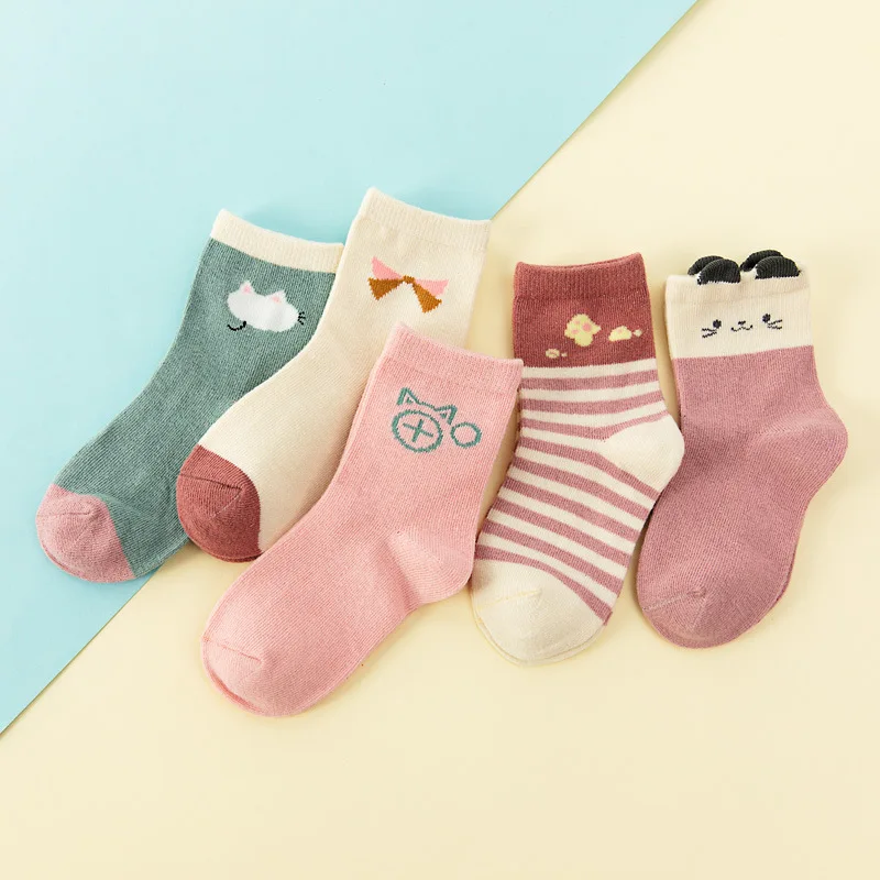 

Cartoon Children Socks Anime Spring Autumn Candy Color Mid-tube Cotton носки Colorful Cat Pattern Girls Boys Baby Calcetines