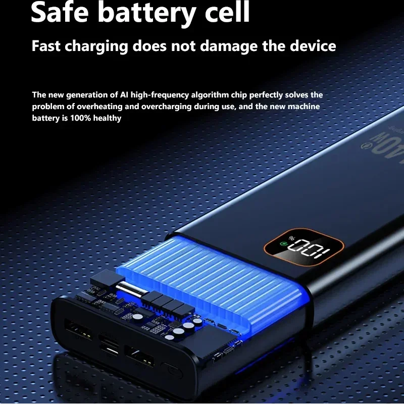 Фото Портативное зарядное устройство Lenovo 140W 500000mAh с ультра-высокой емкостью, супербыстрой зарядкой, сертификацией CCC, для iPhone и Samsung, новинка 2026 года №1