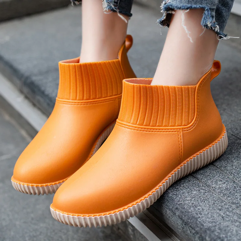 Women Rain Boots Low-top Waterproof Ladies Rain Shoes Walking Non-slip Ankle Rainboots Female Home Garden Work Short Boots