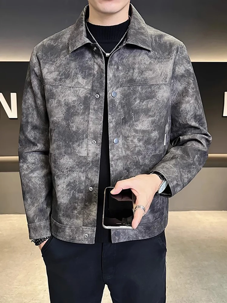 Кожаное пальто Верхняя одежда для мужчин 2024 новинка весны и осени модный бренд High