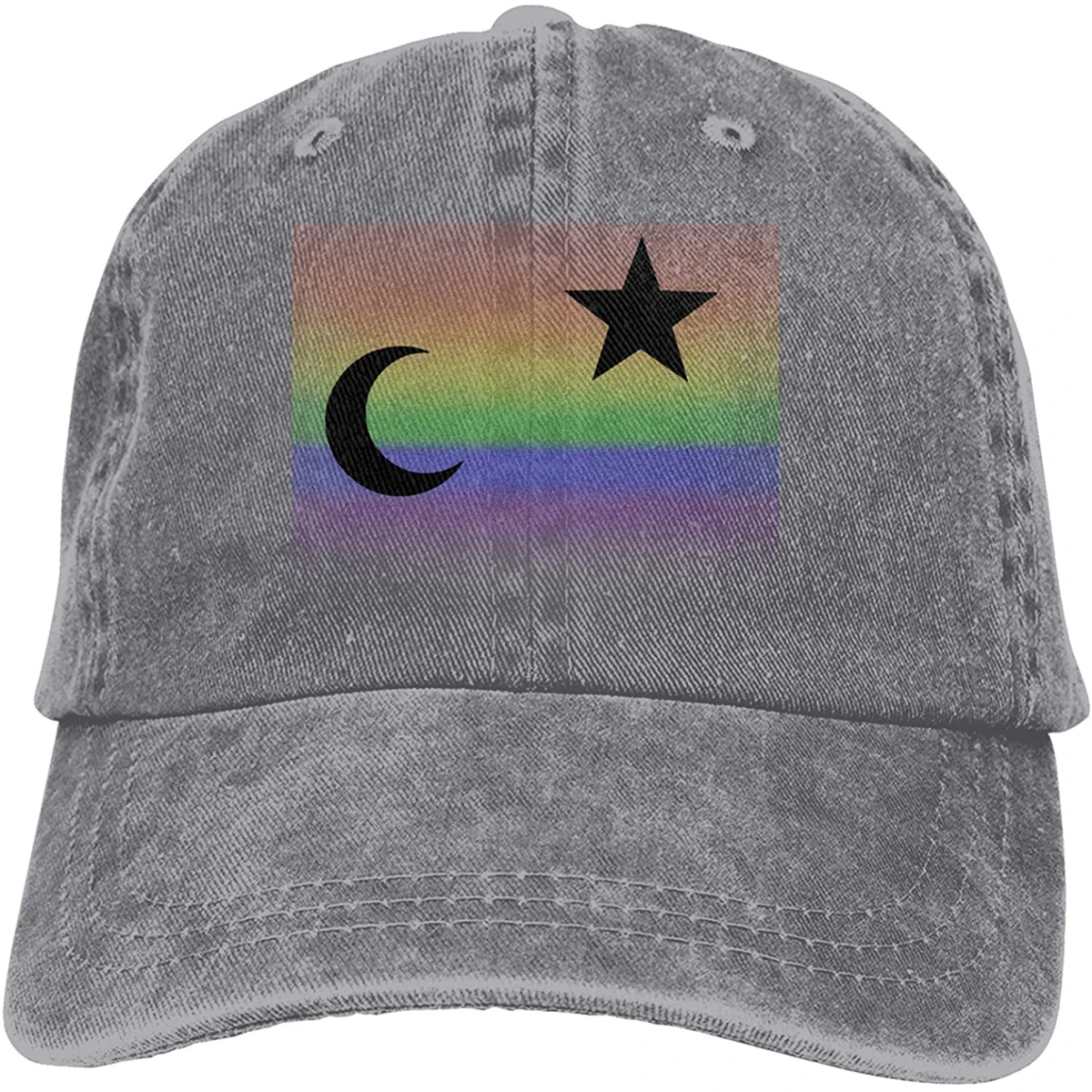 

Moon and Stars Sports Denim Cap Adjustable Unisex Plain Baseball Cowboy Snapback Hat