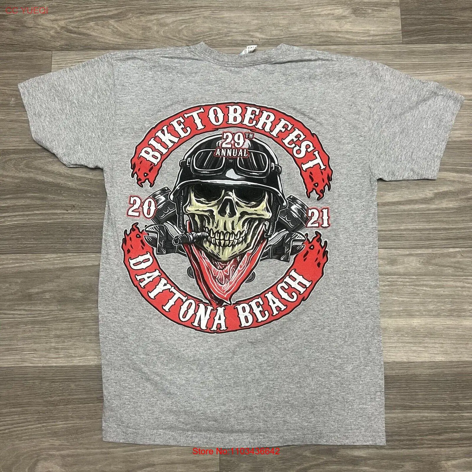 Футболка Biketoberfest Мужская цвет серый фотоальбом велосипедный чоппер