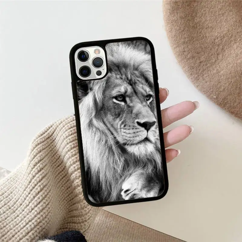 lions animal Phone Case Silicone PC+TPU Case For iPhone 14 11 12 13 Pro Max 8 7 6 Plus X XR Hard Fundas