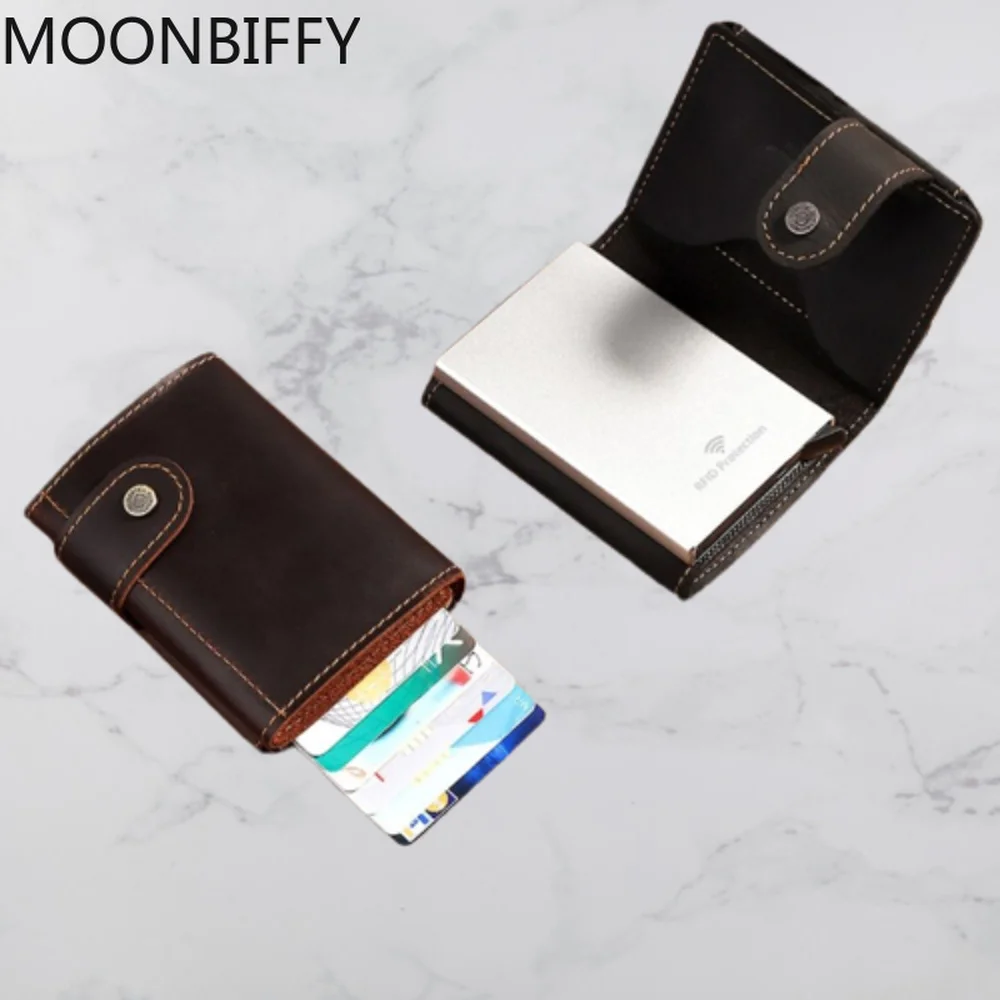 

RFID Blocking Wallet Automatic Pop-up Credit Card Case Business Purse Cash Coin Pocket for Men Card Holder Organizer Money Bag