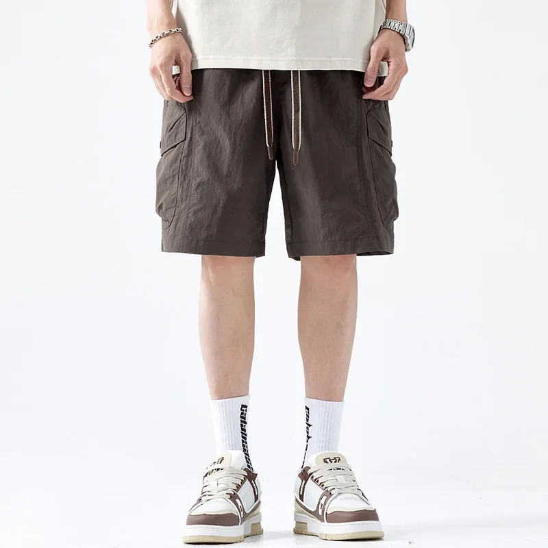 Лето 2024 модные мужские шорты свободный крой повседневный стиль длина пяти минут
