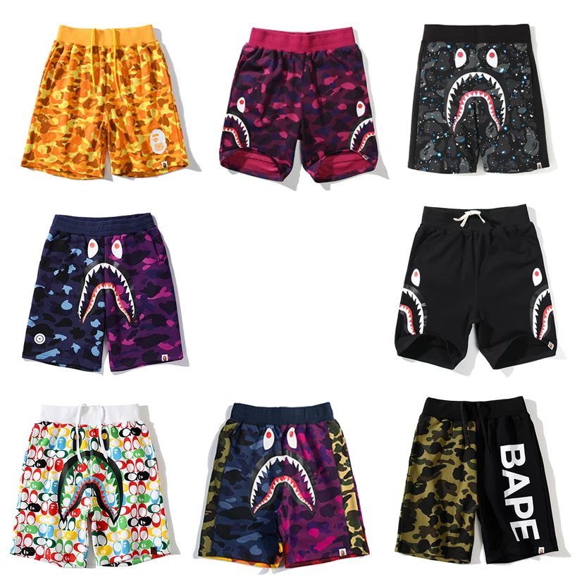 

Summer New Bapes Oversized Men's Shorts Couple Japanese Cotton Shark Head Camouflage Beach Pants Brand Casual Sweatpants