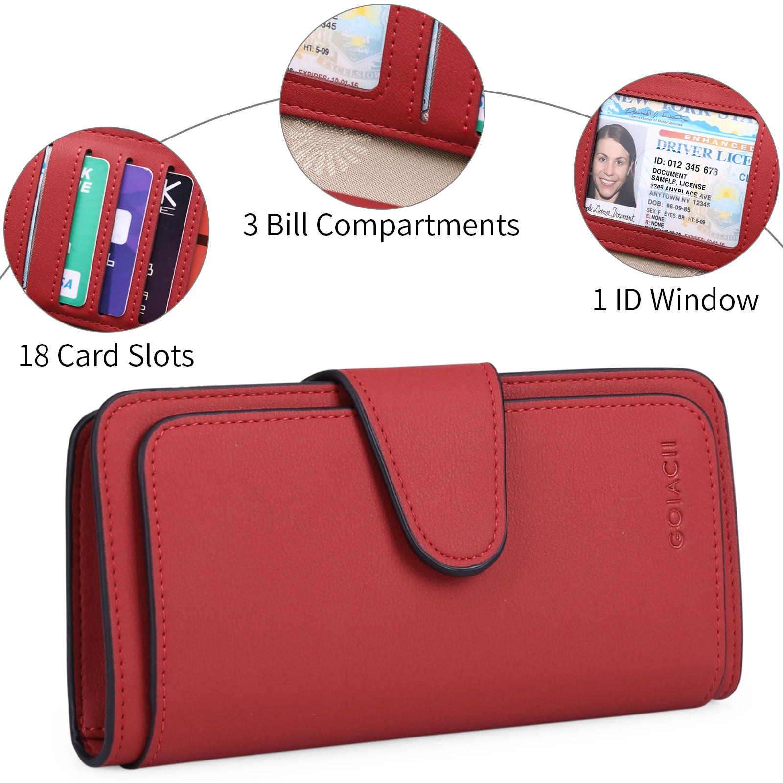 SENDEFN Wallet Women PU Leather Luxury Card Holder Clutch Casual Women Wallets Zipper Pocket Hasp Ladies Wallet Female Purse