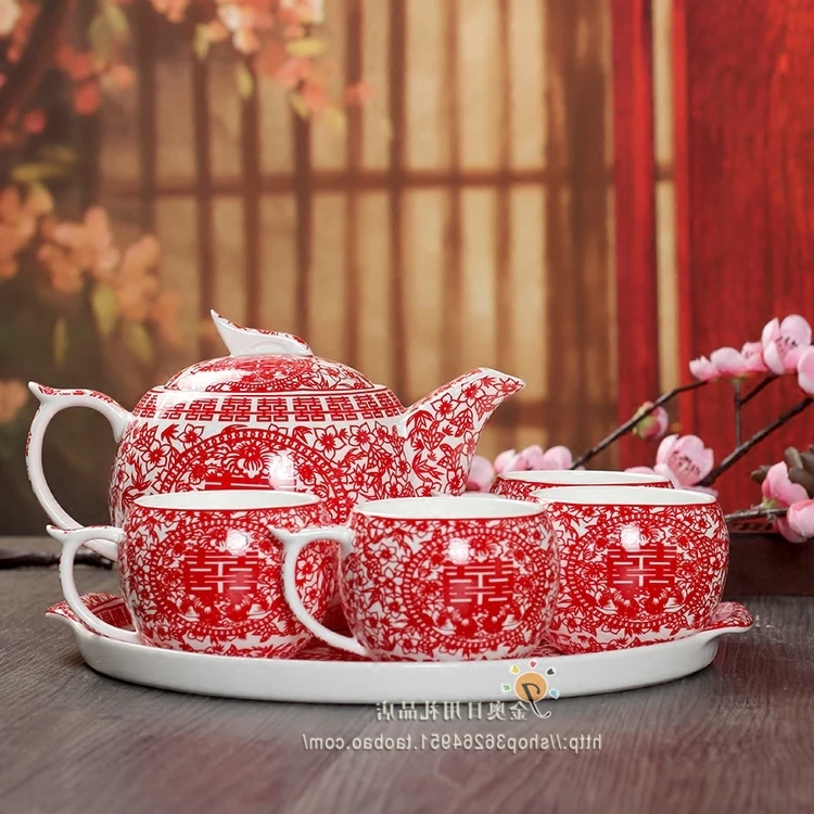 

Высококачественные практичные подарки, свадебные принадлежности, керамическая чашка, красный праздничный чайный набор