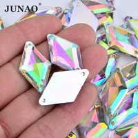 junao 915mm 1830mm sew on crystal ab rhinestones flatback rhombus shape strass acrylic gems for dress clothes needlwork crafts