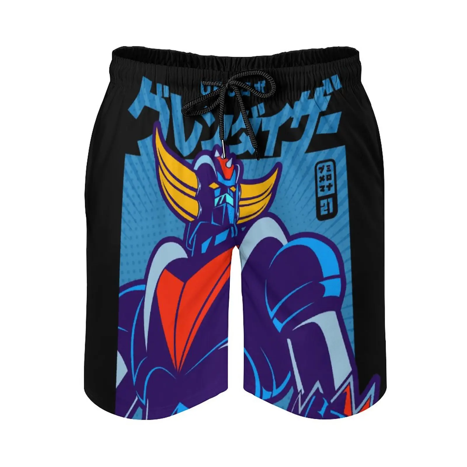 

Beach Pants Anime Causal 203 POP Grendizer Goldoraks Breathable Quick Dry Unique Loose Adjustable Drawstring Loose Elastic Hawai