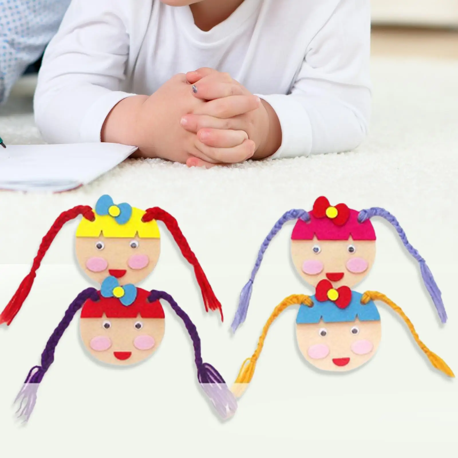 

4Pieces Braid Practice Toys Teaching Aids Non Woven DIY for 4-6Year Old Kids