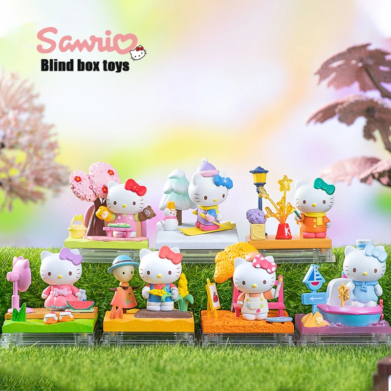 

Genuine Sanrio Family Hellokitty Meets Four Seasons Blind Box Cute Hello Kitty Figure Ornaments Children's Toy Birthday Gift