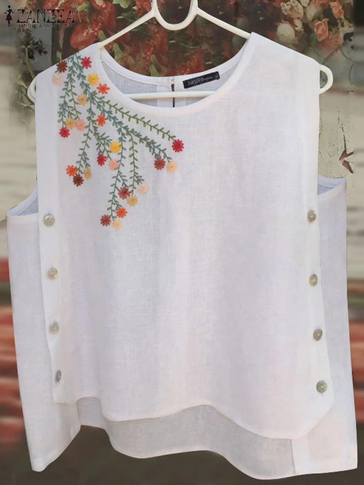 ZANZEA мешковатый жилет с праздничными пуговицами женские майки цветочным принтом