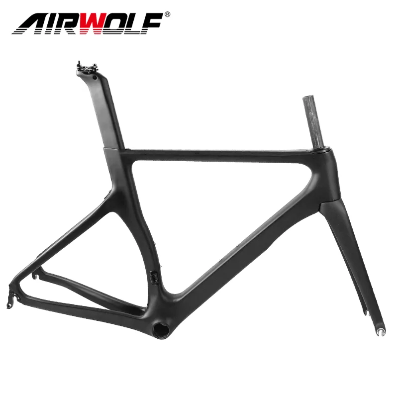 

AIRWOLF T1100 Road Bicycle Frame 130x9mm Road V-Brake Carbon Fibre Frame, 700x28c Cylinder Shaft with Carbon Fork