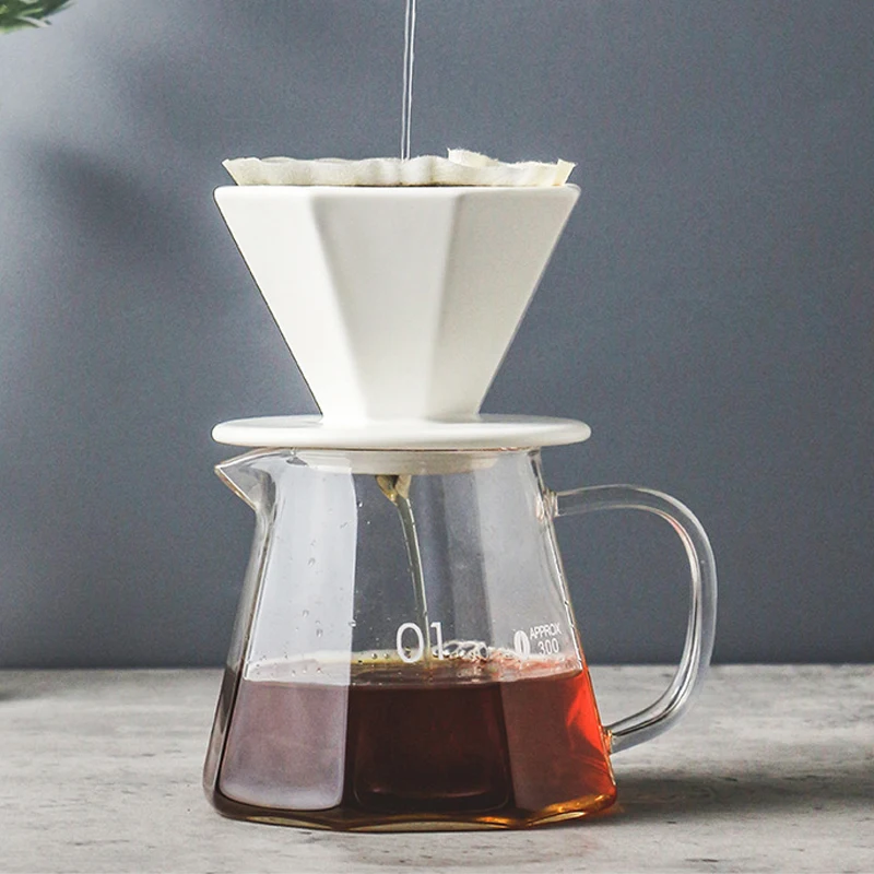 

Восьмиугольный стеклянный кофейный фильтр, капельный держатель для кофе и чая, керамическая многоразовая кружка для совместного использования, кофейная посуда, кофейная капельная чашка, набор чайной чашки