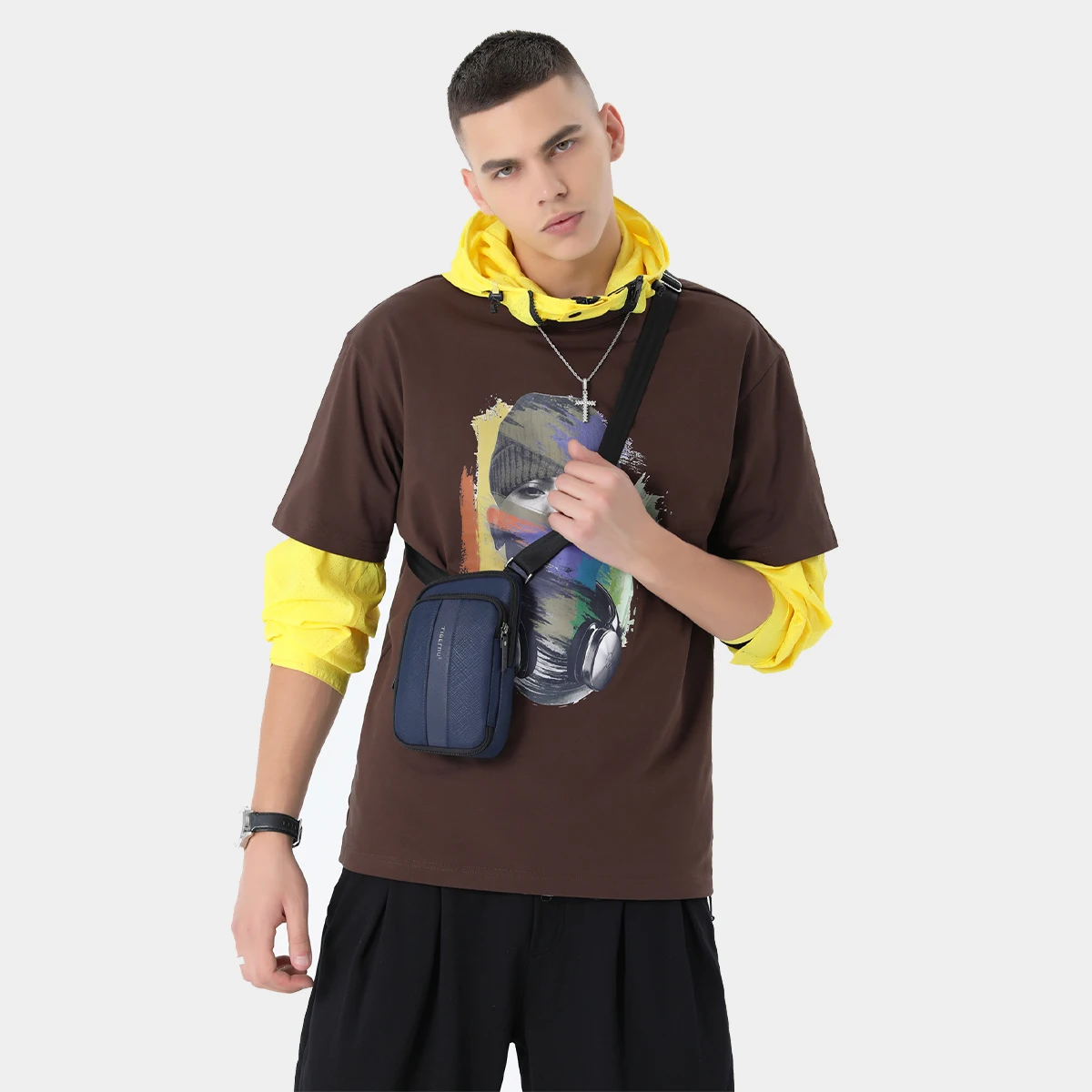 Lifetime Warranty TPU Waterproof Men’s Shoulder Bag Fashion Lightweight Sling Bags Mini Casual Crossing Bag For Phone Banana Bag images - 6