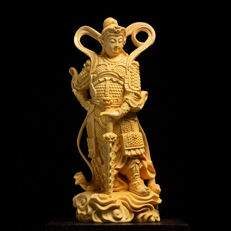 Фото Дверные Будды Gavin Веды Статуя Weituo Guan Yu Орнамент Guan Gong Резьба по дереву Домашний декор №3