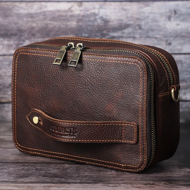 Shoulder Bag Vintage Crossbody Bags High Quality Male Bag Genuine Leather Handbag Capacity Men Messenger Bags Clutch Coin Purses