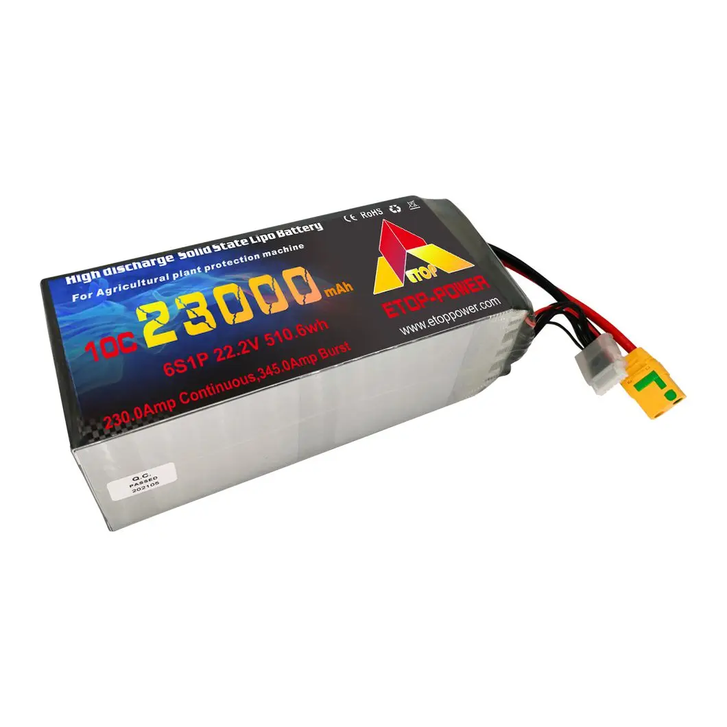 

ETOP Solid state Lipo Battery 23000mAh 10C 15C 6S 22.2V For Agricultural aircraft UAV Drone Battery