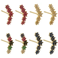 stud earrings for women 2022 new design color flowers gem zircon inlaid brass jewelry luxury prom match adornment eardrop