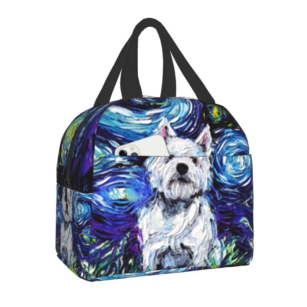 

Custom Westie Night Lunch Bag Men Women Thermal Cooler Insulated Lunch Box for Children School