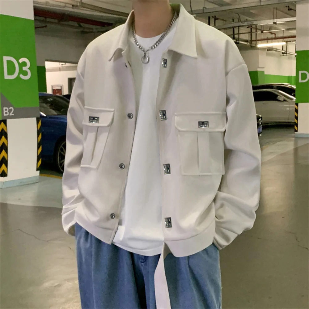 

Men Harajuku style relaxed casual lapel coat cardigan