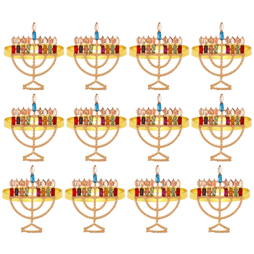 

12 Pcs Hanukkah Napkin Ring Delicate Serviette Buckle Holder Party Decorative Christmas Candlesticks Wear-resistant