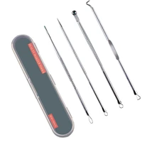 hot sale 4pcsset blackhead comedone acne pimple blackhead remover tool face skin care tool needles facial pore cleaner