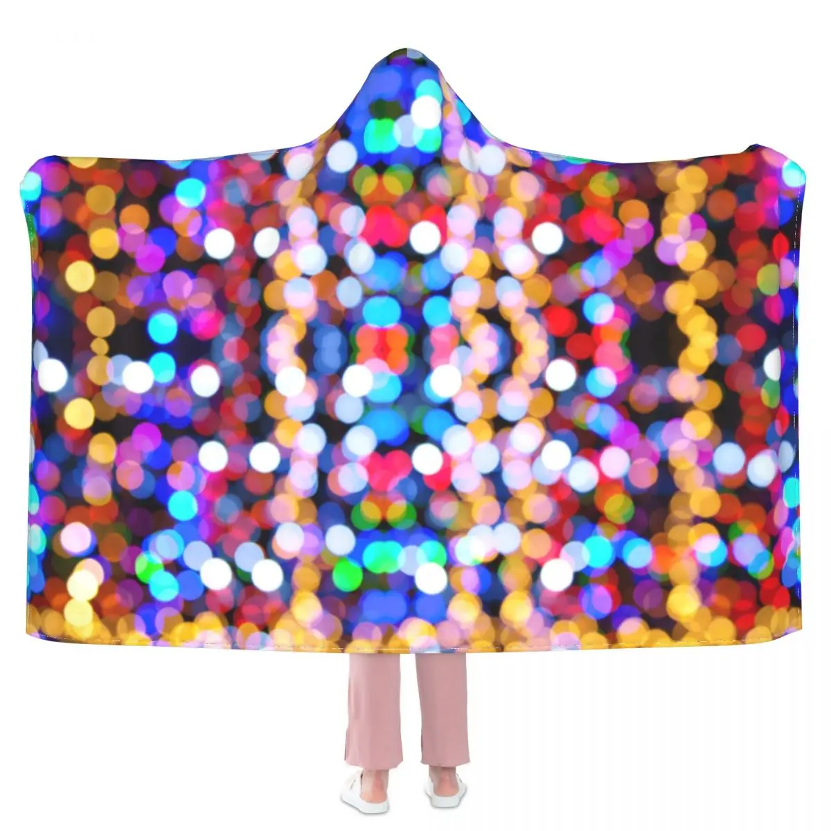 

Красочное блестящее одеяло с принтом, мерцающие огни, мягкое одеяло с капюшоном, дешевое большое флисовое покрывало