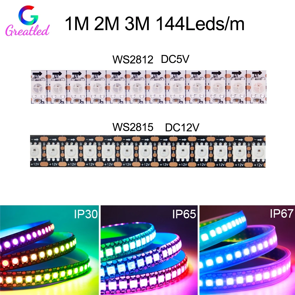 

Светодиодная лента TNALANT WS2812B/WS2815/WS2813 144 LED/м RGB 5V/12V