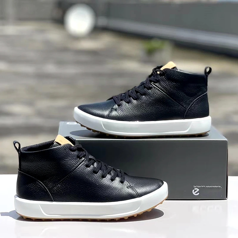 Men's Golf Shoes Brand Original Leather Waterproof Non-Slip Comfortable Outdoor Sports Leisure High Top Sneakers