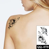 waterproof temporary tattoo sticker black rose flower clusters design fake tattoos flash tatoos arm chest body art for women men