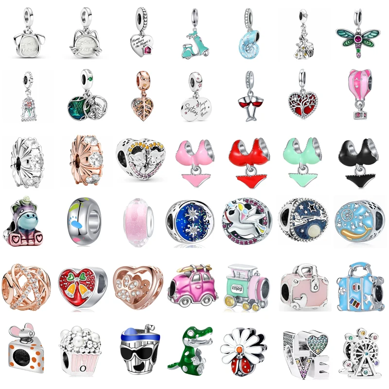 

New Original Exquisite Cute Clothing Train Animal Love Leaf Beads Suitable for The Original Pandora Lady Jewelry Gift