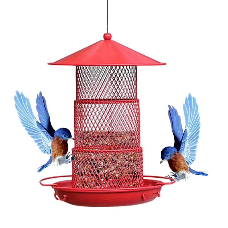 

Pet Bird Feeder Outdoor Hanging Squirrel Proof Bird Feeders 3-Layer Metal Bird Water Drinker Hummingbird Feeding Supp. Licence