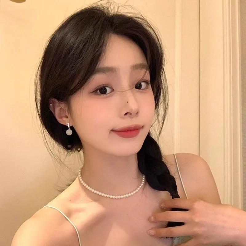 Ожерелье женское с жемчужной цепочкой простой чокер 6 мм в винтажном стиле